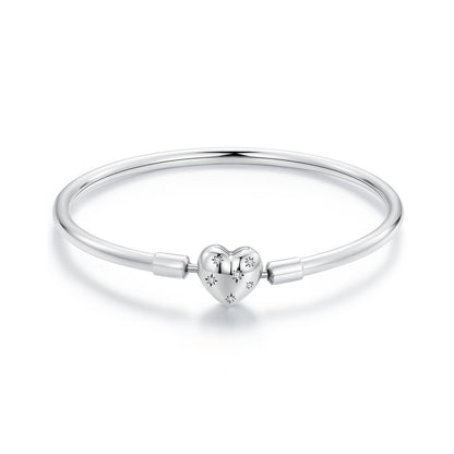 Bracelet 925 sterling silver, white gold plated heart charm with cz stones, 17.0cm by Bids.com on Tampa Home & Garden Store