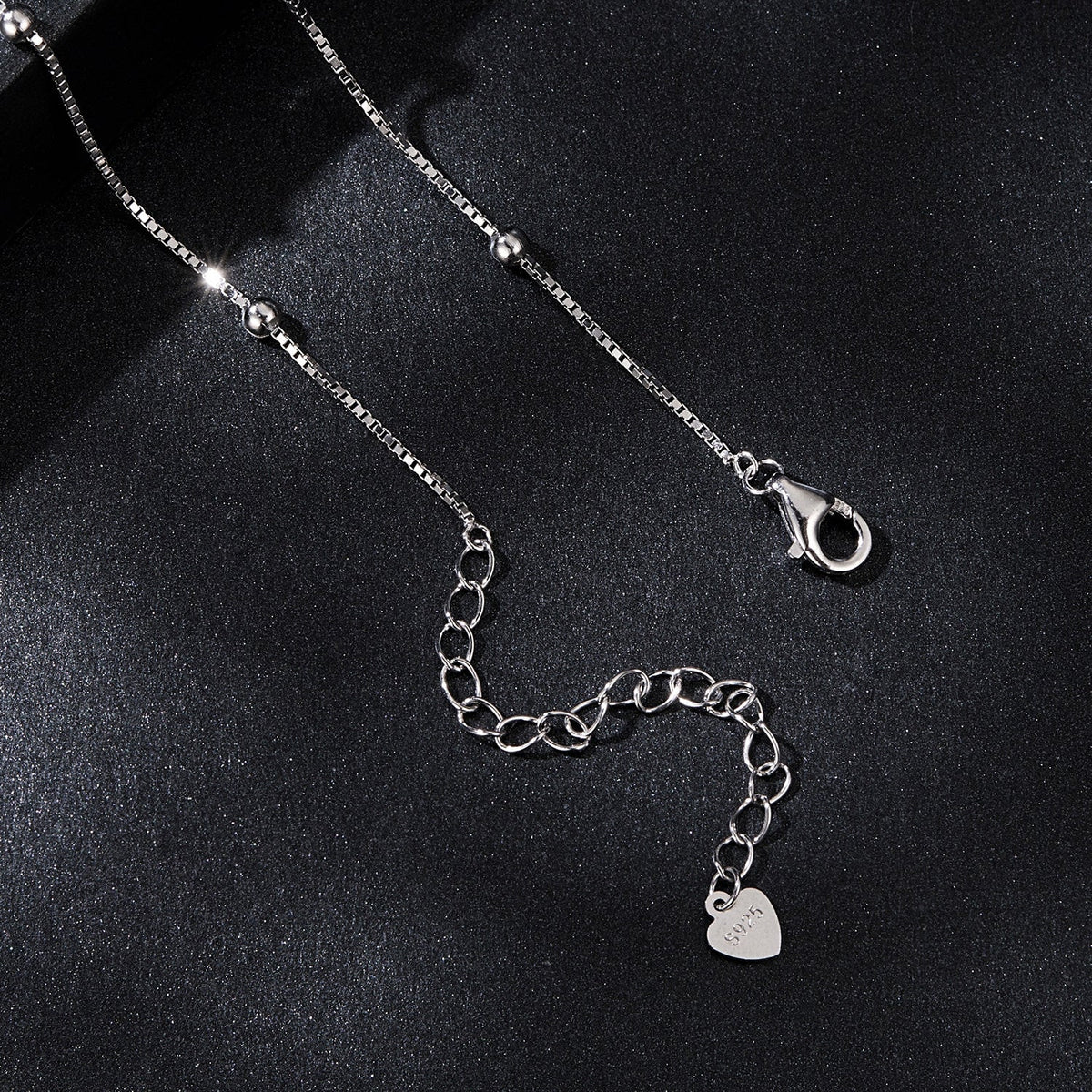 Sterling silver plated white gold moissanite necklace, adjustable 400+50mm, lobster clasp on Tampa Home & Garden Store