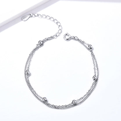 Bracelet 925 Sterling Silver adjustable 19cm double chain with bead accents by Bids.com on Tampa Home & Garden Store