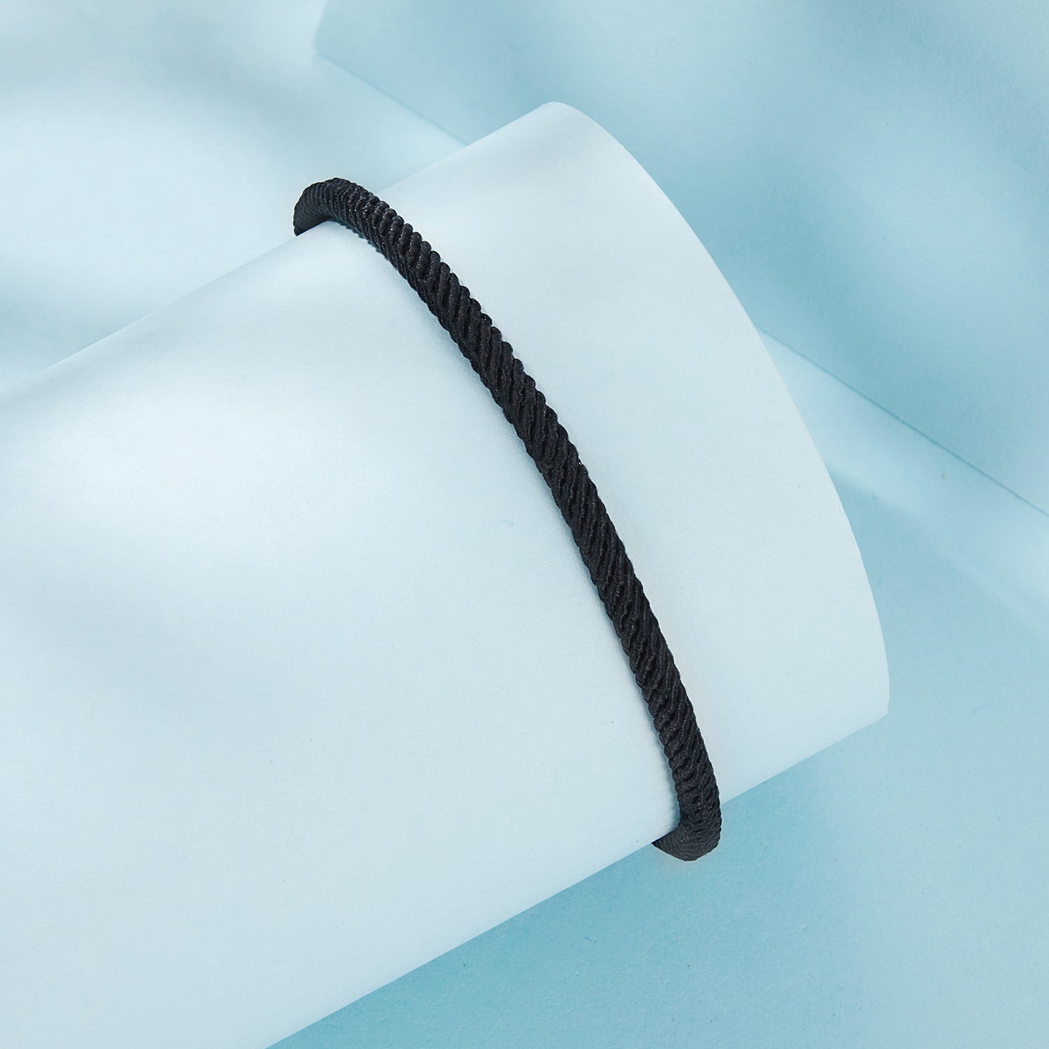 Bracelet 925 Sterling Silver and White Gold Plated Rope for Men twisted rope on blue backdrop on Tampa Home & Garden Store