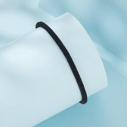 Bracelet 925 Sterling Silver and White Gold Plated Rope for Men twisted rope on blue backdrop on Tampa Home & Garden Store