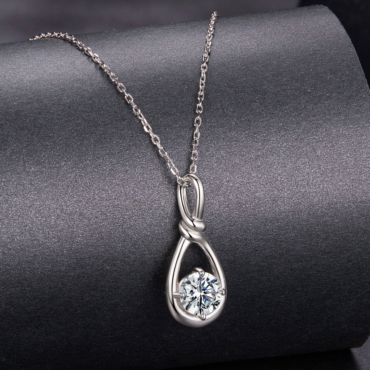 925 Sterling Silver moissanite necklace with white gold plating; teardrop pendant features 1 ct moissanite on 40+5 cm chain by Bids.com on Tampa Home & Garden Store