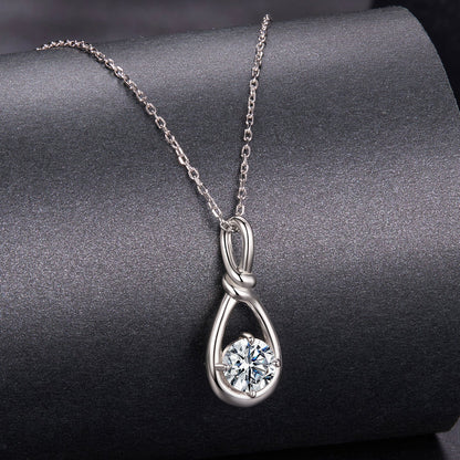 925 Sterling Silver moissanite necklace with white gold plating; teardrop pendant features 1 ct moissanite on 40+5 cm chain by Bids.com on Tampa Home & Garden Store
