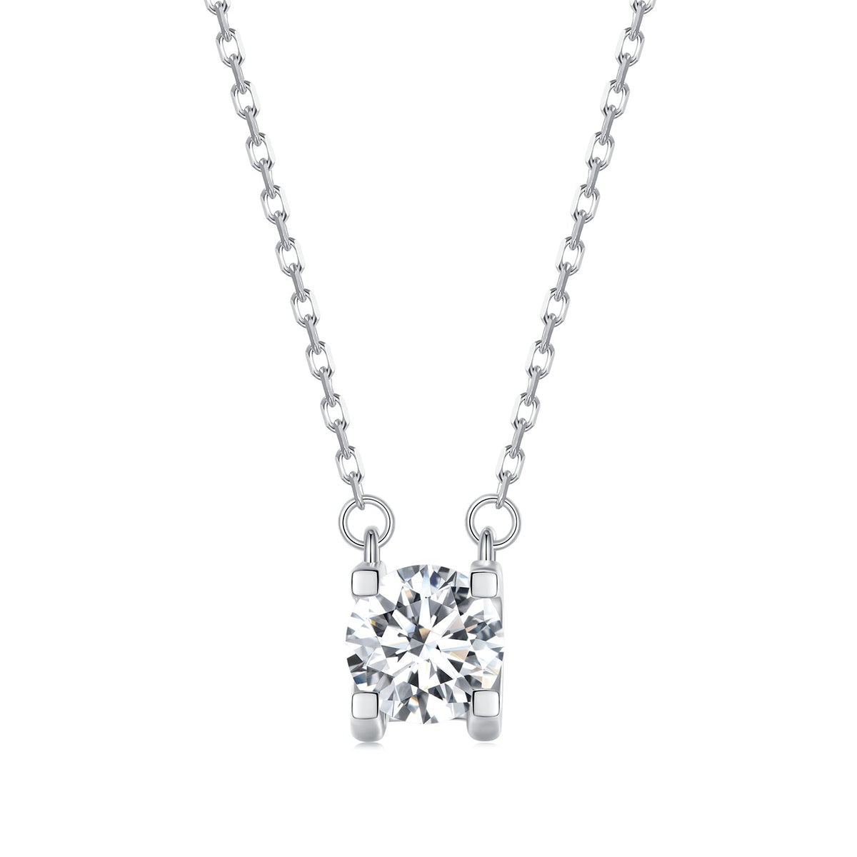 925 Sterling Silver 0.65ct Moissanite Necklace with round stone in a four-prong setting on chain on Tampa Home & Garden Store