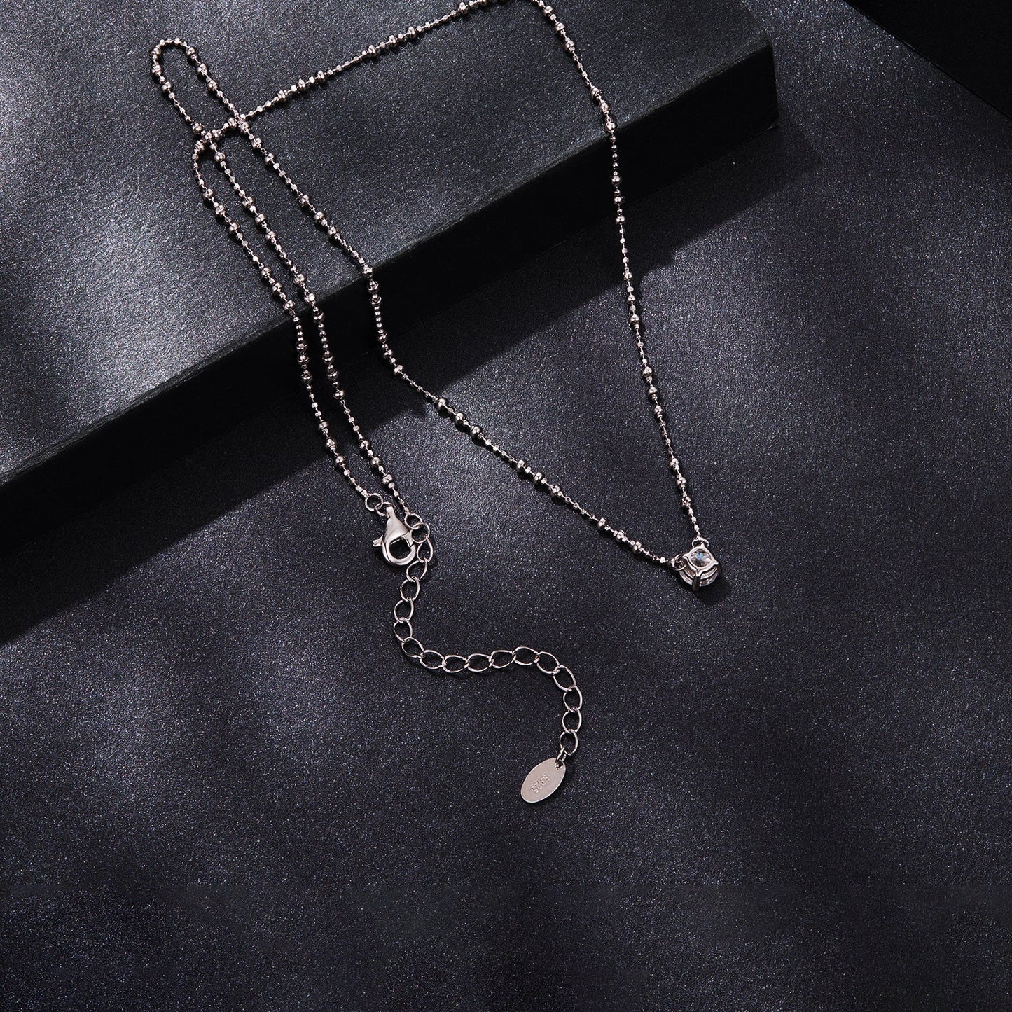Sterling silver 0.5ct moissanite necklace with beaded chain by Bids.com on Tampa Home & Garden Store