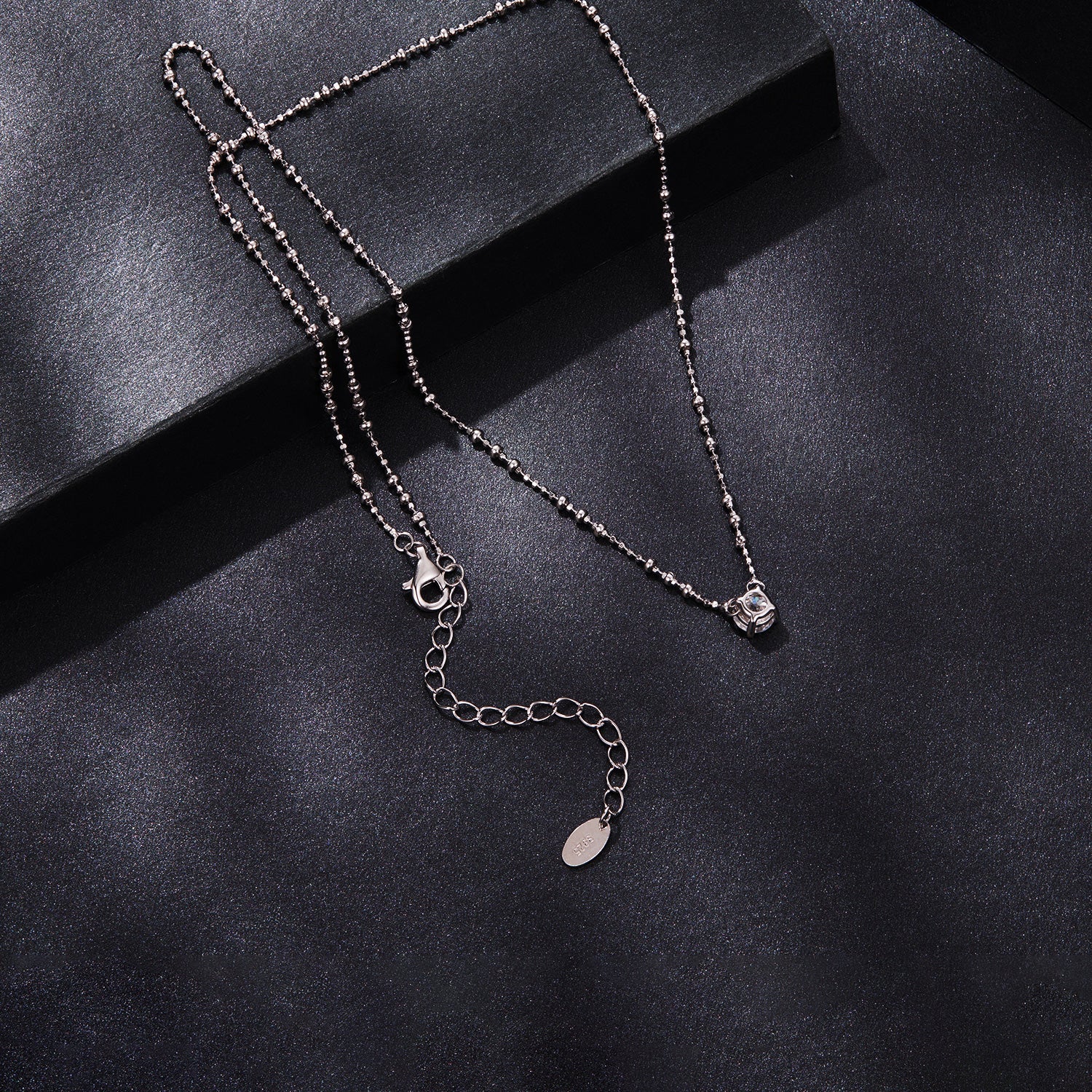 Sterling silver 0.5ct moissanite necklace with beaded chain by Bids.com on Tampa Home & Garden Store