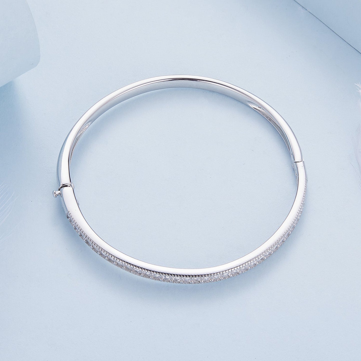 925 Silver & Platinum Pavé CZ Bracelet size 17.0 mm for women on Tampa Home & Garden Store