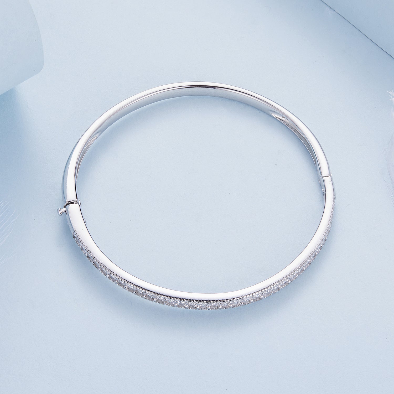 925 Silver & Platinum Pavé CZ Bracelet size 17.0 mm for women on Tampa Home & Garden Store