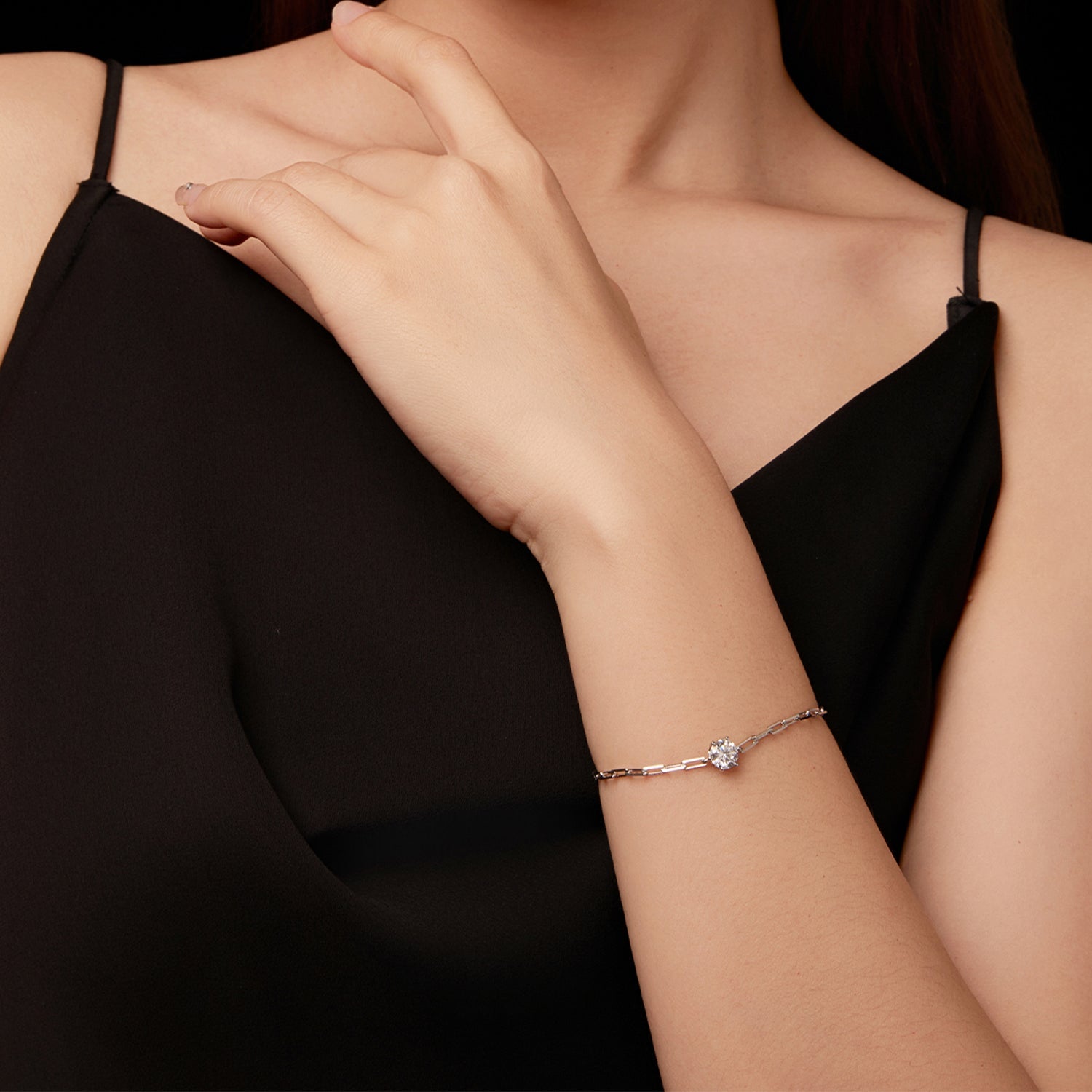 Bracelet 925 Sterling Silver Plated White Gold Moissanite by Bids.com, women's 15+6 cm with center stone on Tampa Home & Garden Store