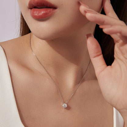 925 sterling silver moissanite necklace with round pendant on chain, 0.65ct, for women on Tampa Home & Garden Store
