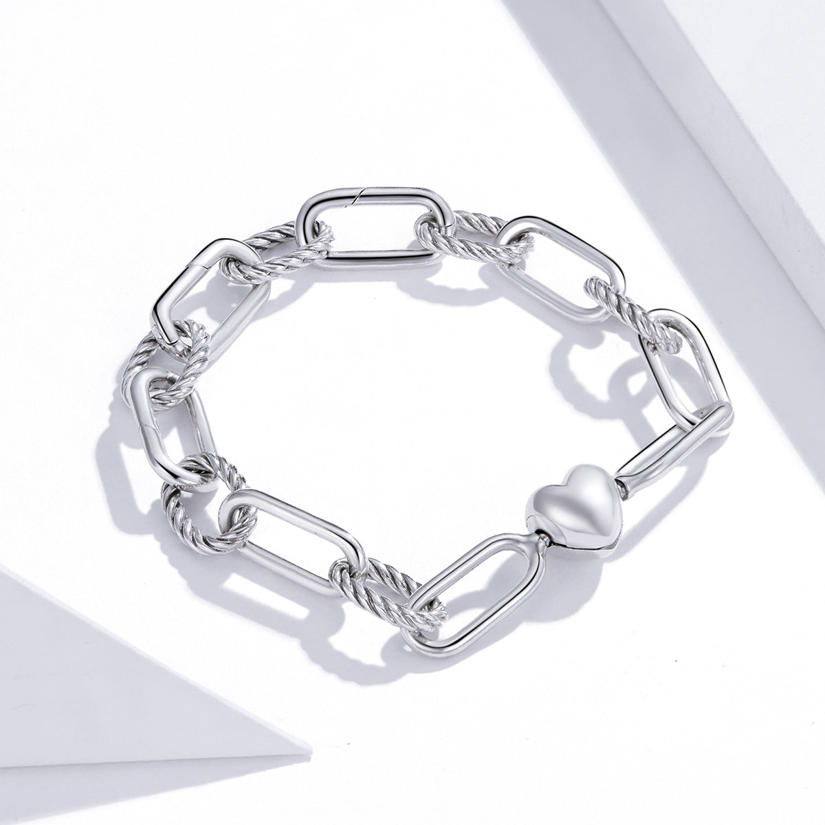 925 Sterling Silver Oxidized Bracelet 17cm for Women with heart charm and link chain by Bids.com on Tampa Home & Garden Store