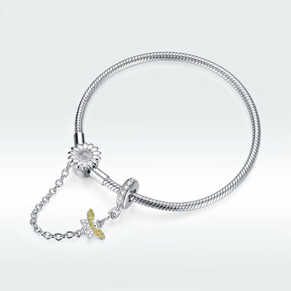 925 Sterling Silver adjustable 17cm bracelet with sunflower charm and butterfly charm by Bids.com on Tampa Home & Garden Store