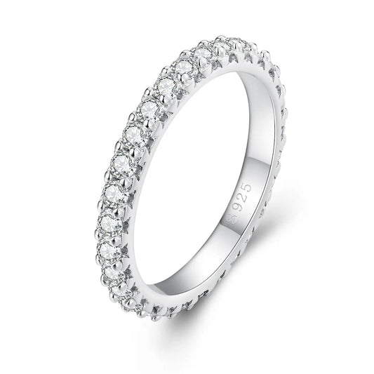 925 Sterling Silver Moissanite ring with 0.03ct stones around the band, size 6 on Tampa Home & Garden Store