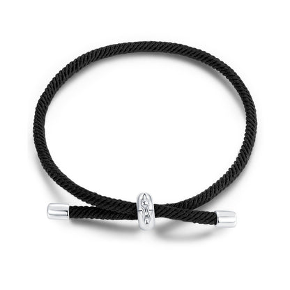 925 Sterling Silver and White Gold Rope Bracelet