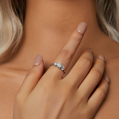 Ring 925 sterling silver moissanite 3-stone design, size E for women, 1ct total on Tampa Home & Garden Store