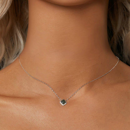 Necklace 0.6ct moissanite pendant in 925 sterling silver green center halo by Bids.com on Tampa Home & Garden Store