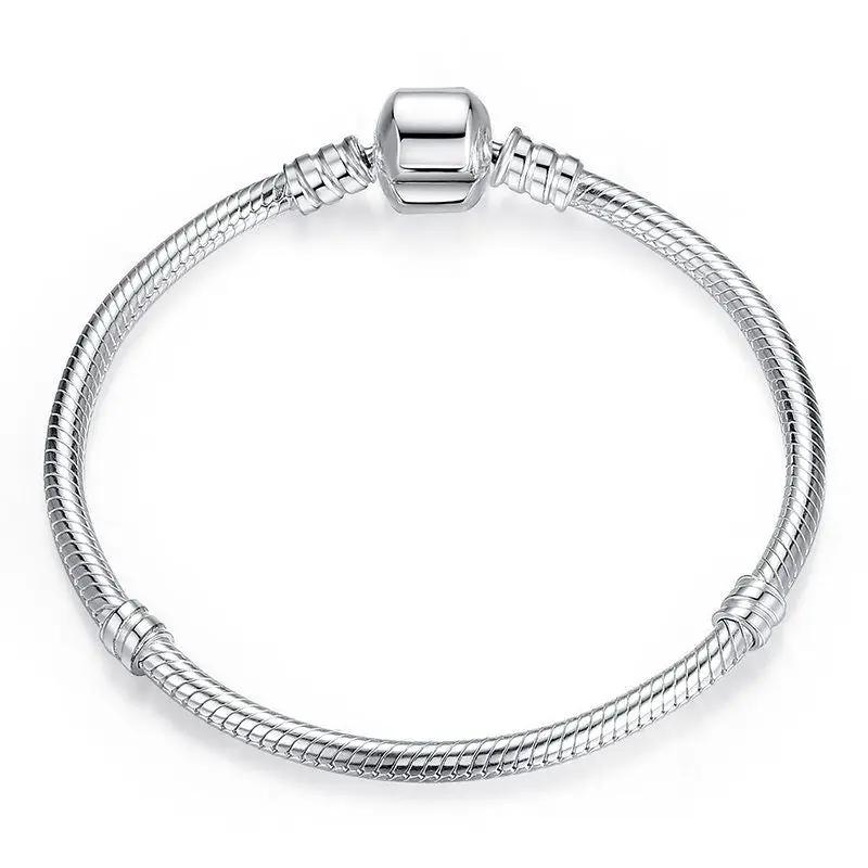 925 Sterling Silver 17cm bracelet for women, snake chain with polished barrel clasp on Tampa Home & Garden Store
