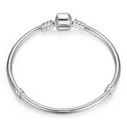925 Sterling Silver 17cm bracelet for women, snake chain with polished barrel clasp on Tampa Home & Garden Store