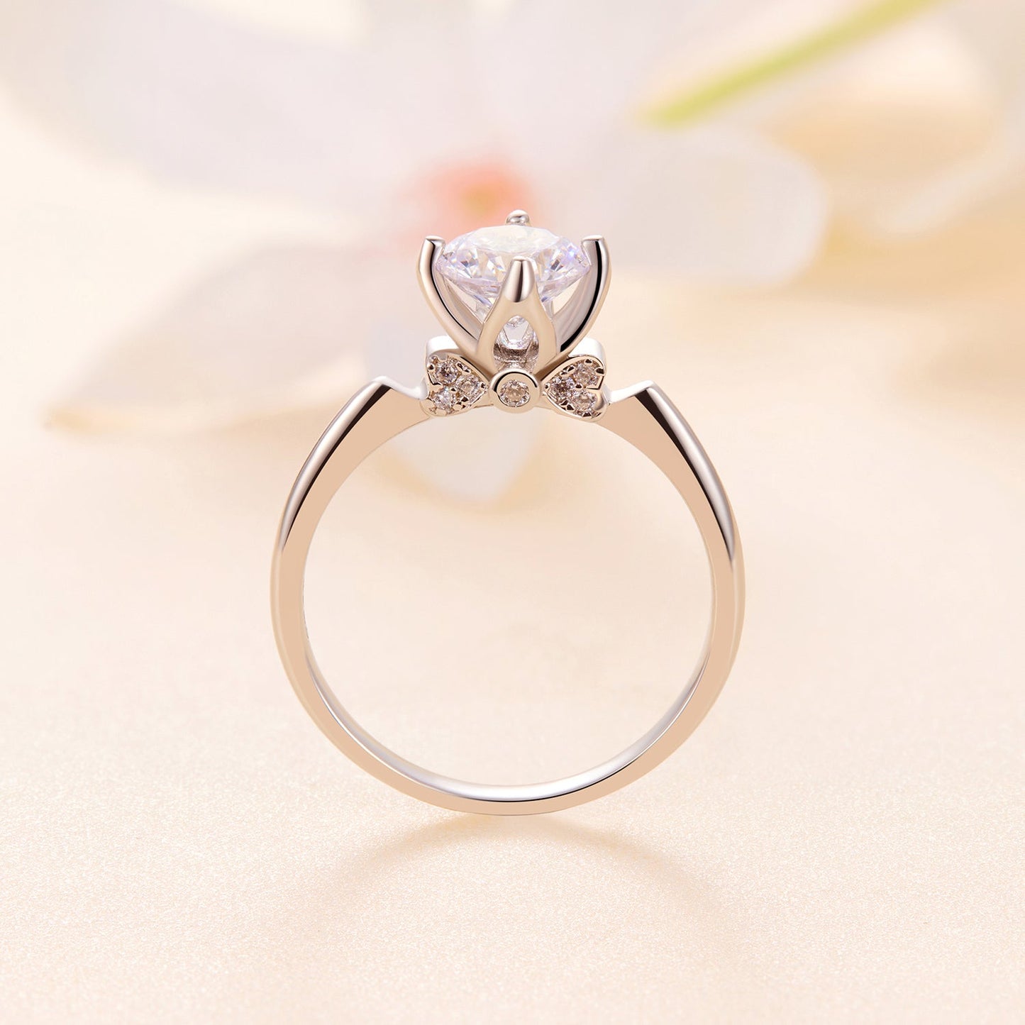 Ring, 925 sterling silver, 1.0ct moissanite, size 8, by Bids.com with crown setting on Tampa Home & Garden Store