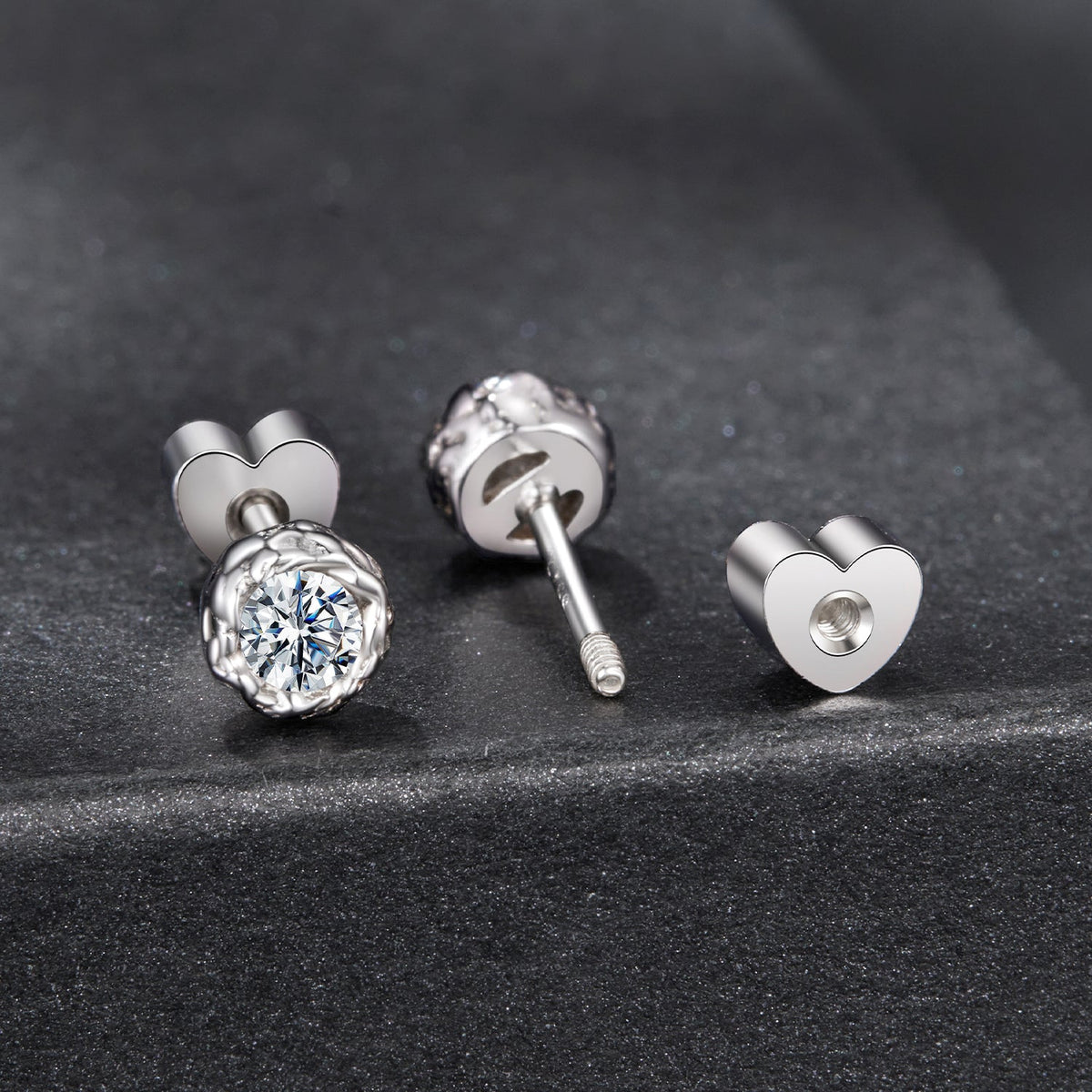 925 sterling silver moissanite stud earrings with heart-shaped backs and 0.5ct stone for women on Tampa Home & Garden Store