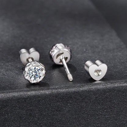 925 sterling silver moissanite stud earrings with heart-shaped backs and 0.5ct stone for women on Tampa Home & Garden Store