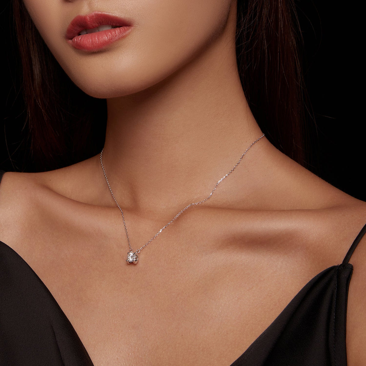 925 Sterling Silver 0.65ct Moissanite Necklace pendant on delicate chain by Bids.com on Tampa Home & Garden Store
