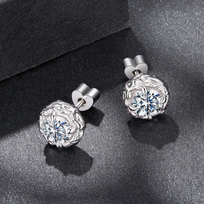 925 Sterling Silver Moissanite Earrings, 0.5ct round center stones in ornate filigree surround, pair on Tampa Home & Garden Store