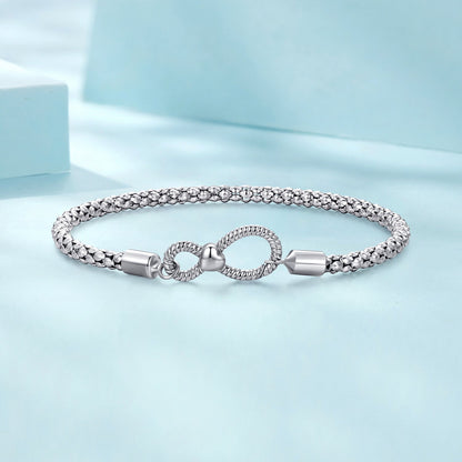 925 Sterling Silver Infinity Love Bracelet for Women size 17 with a polished curb-link chain on Tampa Home & Garden Store