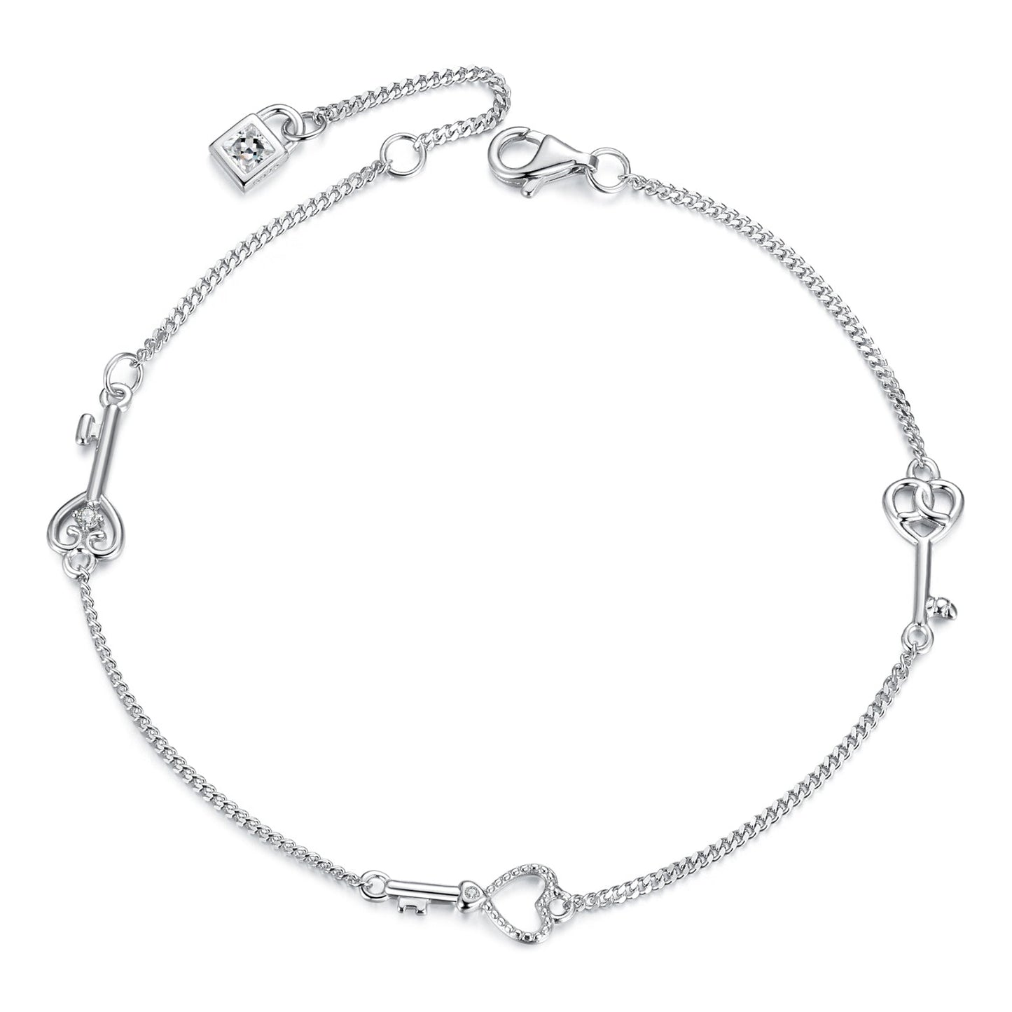 Bracelet 925 Sterling Silver White Gold Plated 21cm Pavé CZ for Women by Bids.com on Tampa Home & Garden Store