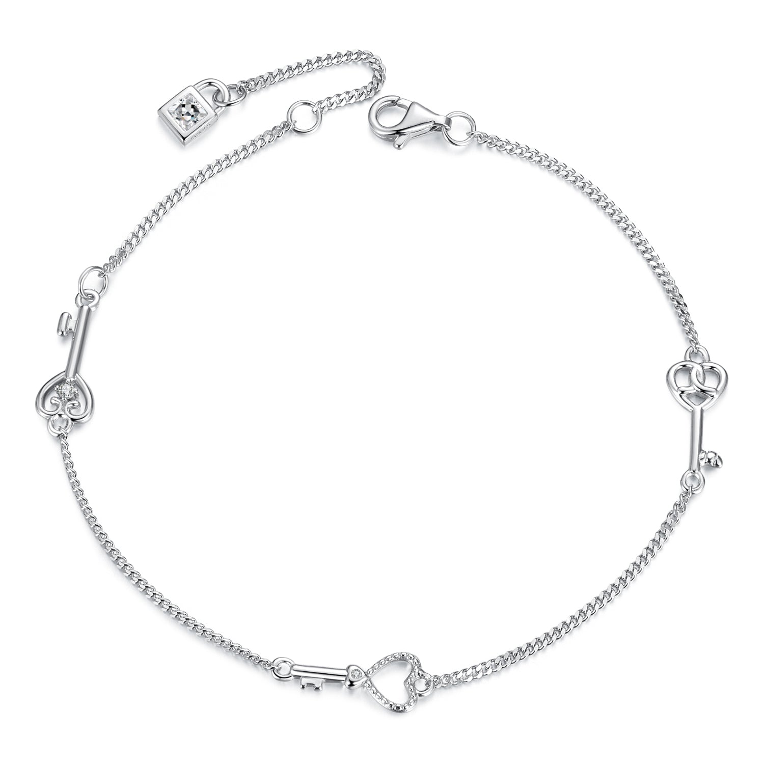 Bracelet 925 Sterling Silver White Gold Plated 21cm Pavé CZ for Women by Bids.com on Tampa Home & Garden Store