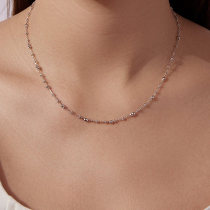 Sterling silver white gold plated necklace with small crystal beads, 40+5cm, by Bids.com on Tampa Home & Garden Store