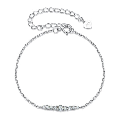 Bracelet 925 sterling silver moissanite with white gold plating, 15+6cm length, S925 tag on Tampa Home & Garden Store