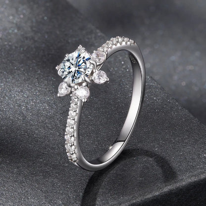 Pavé moissanite & CZ ring in 925 sterling silver, large center stone, size 6, Bids.com on Tampa Home & Garden Store