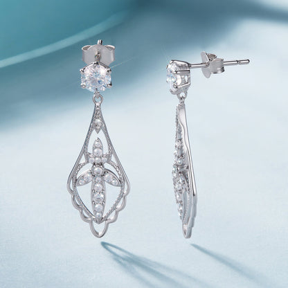 Pair of earrings 925 Sterling Silver moissanite 0.50ct with white gold plating, drop style, Bids.com on Tampa Home & Garden Store
