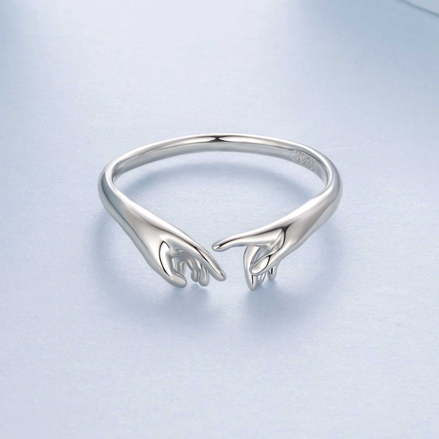 925 Sterling Silver Plated White Gold Ring for Women with open hands design by Bids.com on Tampa Home & Garden Store