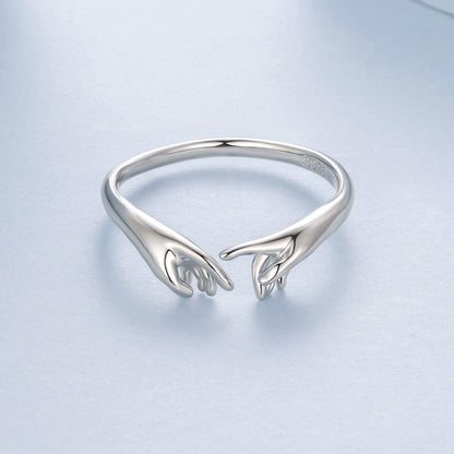 925 Sterling Silver Plated White Gold Ring for Women with open hands design by Bids.com on Tampa Home & Garden Store