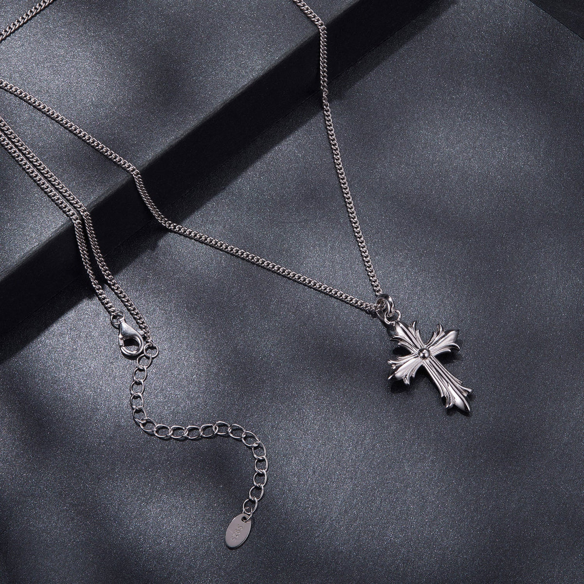 Moissanite necklace 925 silver plated white gold, cross pendant, 40+5 cm chain by Bids.com on Tampa Home & Garden Store
