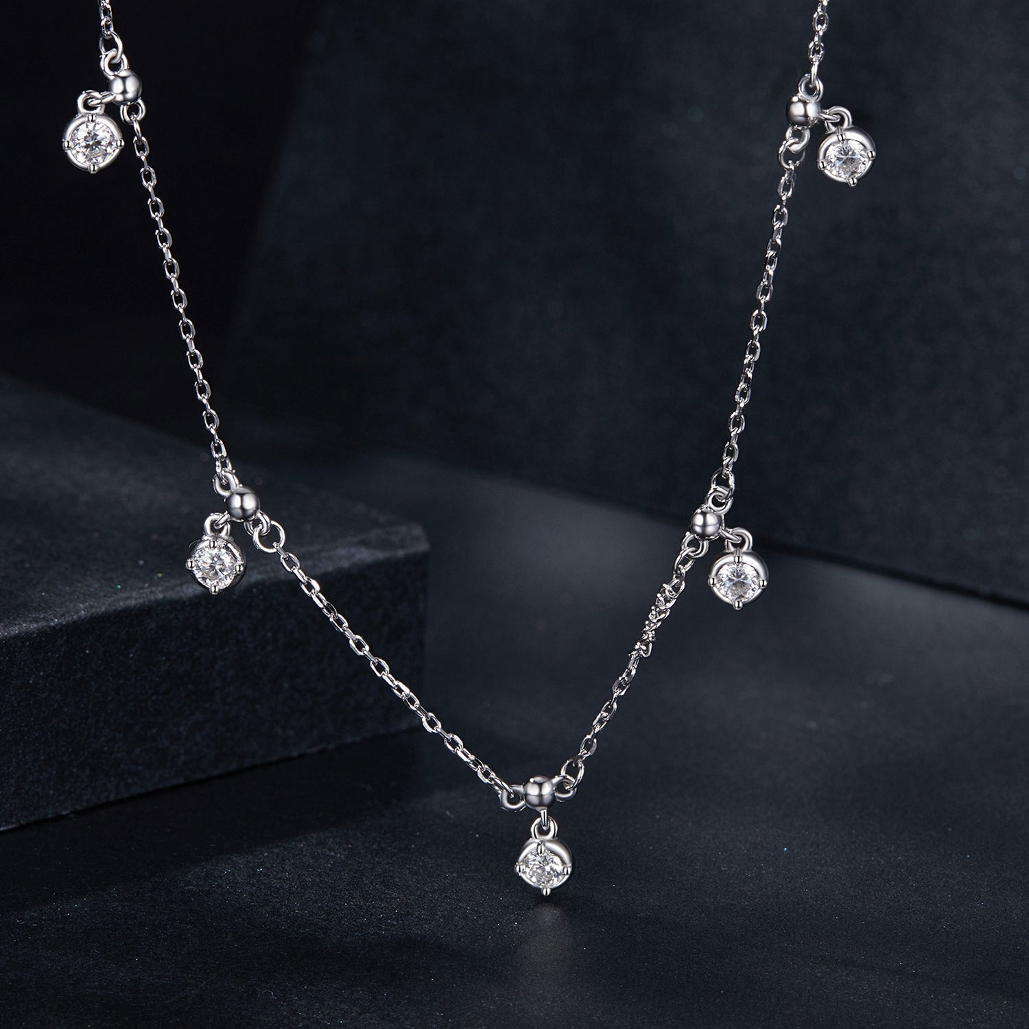 925 Sterling Silver 3mm Moissanite Necklace for Women with chain and charms by Bids.com on Tampa Home & Garden Store