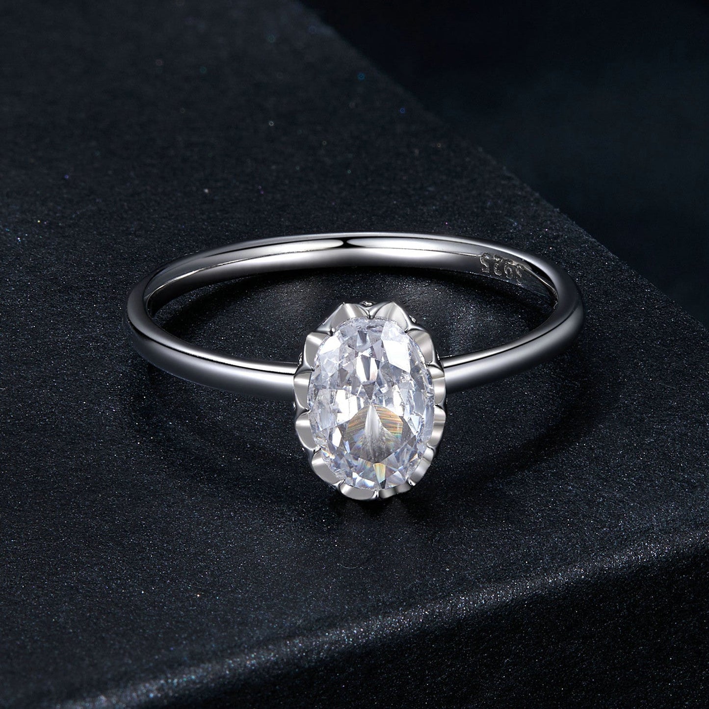 Ring 925 sterling silver moissanite 1ct, oval center stone, size 6 by Bids.com on Tampa Home & Garden Store