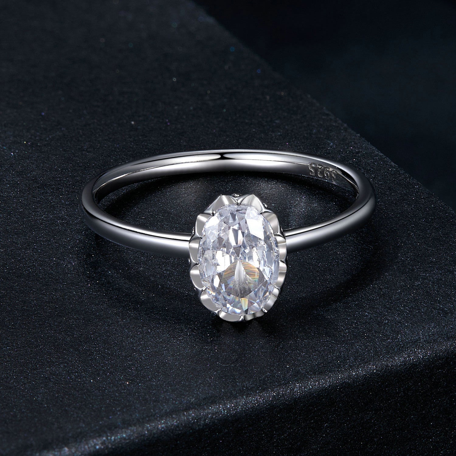 Ring 925 sterling silver moissanite 1ct, oval center stone, size 6 by Bids.com on Tampa Home & Garden Store