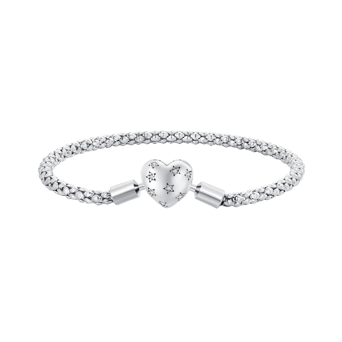 Bracelet 17.0 size in 925 sterling silver with oxidized finish and heart charm with CZ stones on Tampa Home & Garden Store