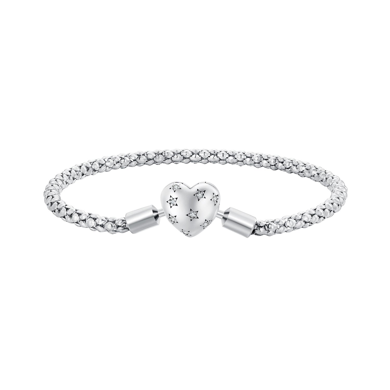 Bracelet 17.0 size in 925 sterling silver with oxidized finish and heart charm with CZ stones on Tampa Home & Garden Store