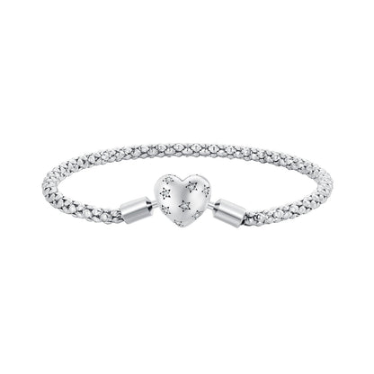 Bracelet 17.0 size in 925 sterling silver with oxidized finish and heart charm with CZ stones on Tampa Home & Garden Store