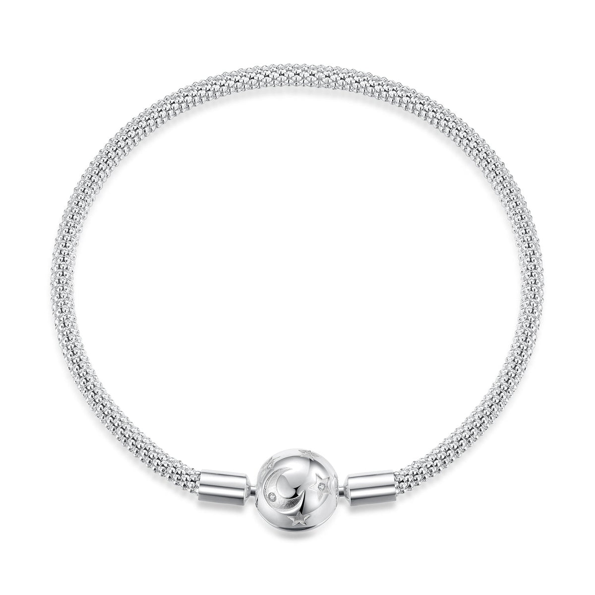 925 Sterling Silver CZ pavé bracelet with a spherical centerpiece, size 17 for women on Tampa Home & Garden Store