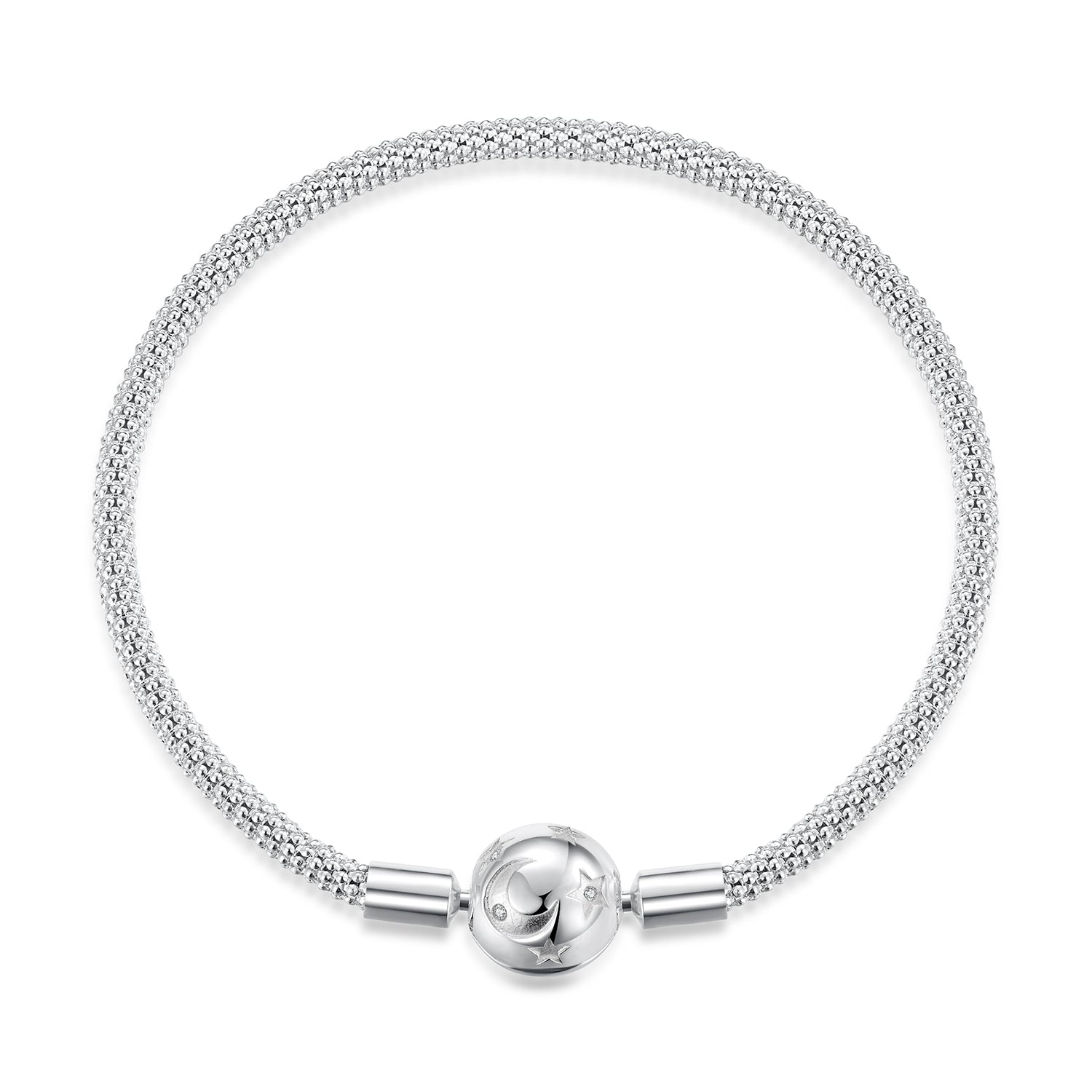 925 Sterling Silver CZ pavé bracelet with a spherical centerpiece, size 17 for women on Tampa Home & Garden Store
