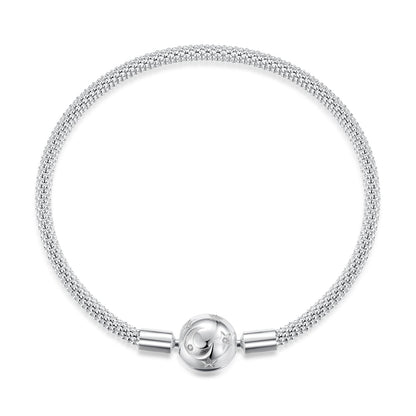 925 Sterling Silver CZ pavé bracelet with a spherical centerpiece, size 17 for women on Tampa Home & Garden Store