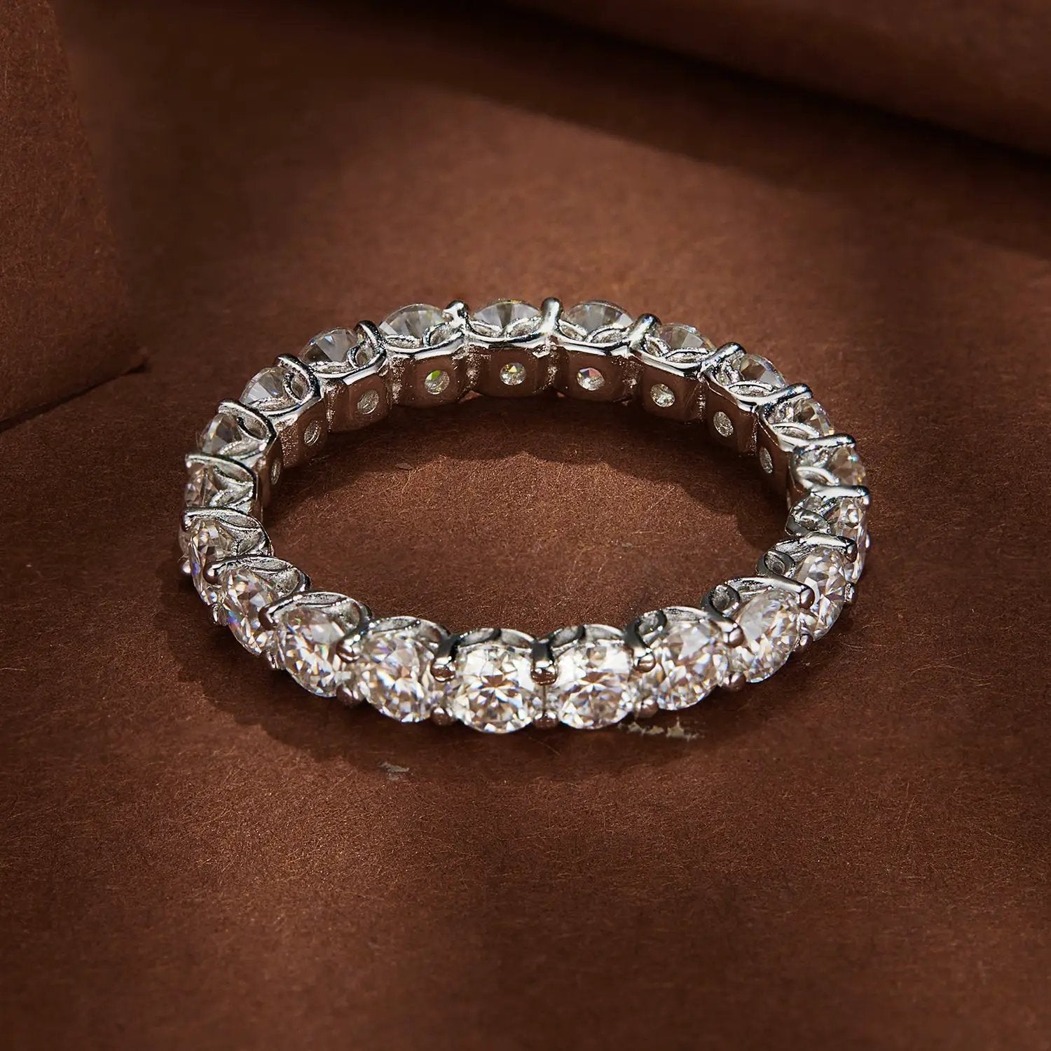 925 Sterling Silver 3mm Moissanite Ring for Women size 6, silver band with stones by Bids.com on Tampa Home & Garden Store