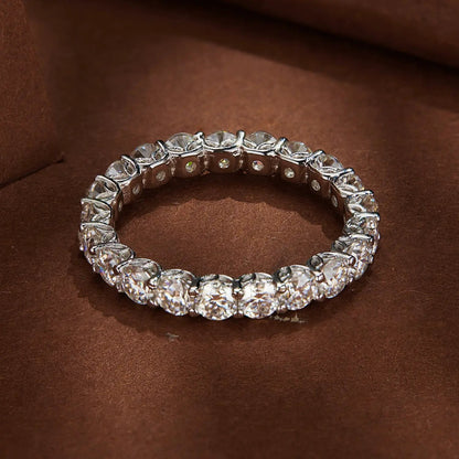 925 Sterling Silver 3mm Moissanite Ring for Women size 6, silver band with stones by Bids.com on Tampa Home & Garden Store