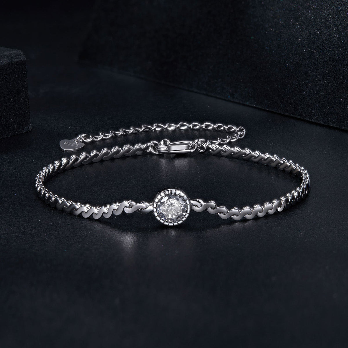 Bracelet S925 sterling silver moissanite 5.0mm center stone, women's chain with lobster clasp on Tampa Home & Garden Store