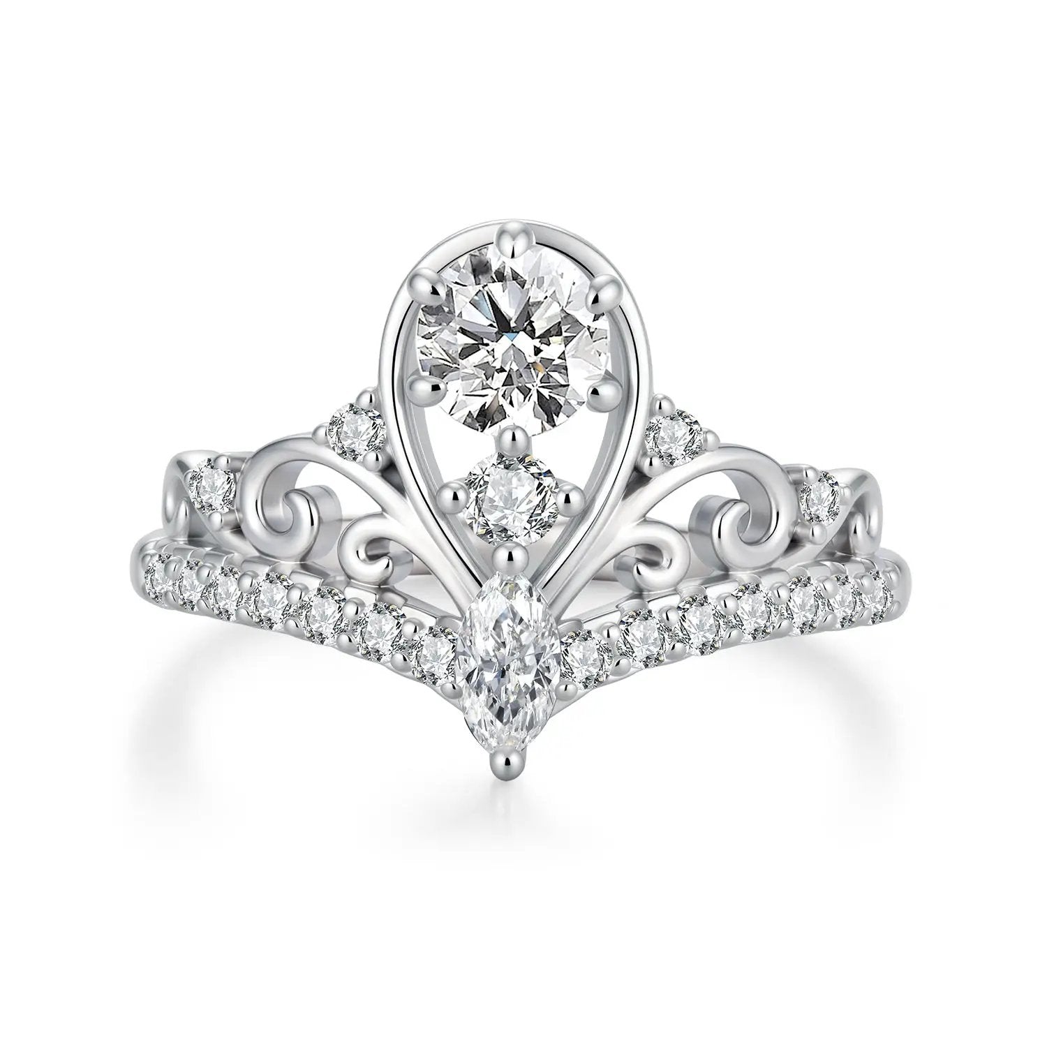 925 Sterling Silver Moissanite Ring size 6 with large center stone and pave band by Bids.com on Tampa Home & Garden Store